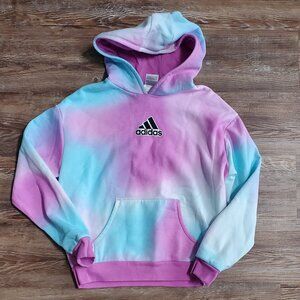 Adidas Girls Hoodie Loose Fit size Large (14) Tie Dye Swirl Purple Pink Bluish